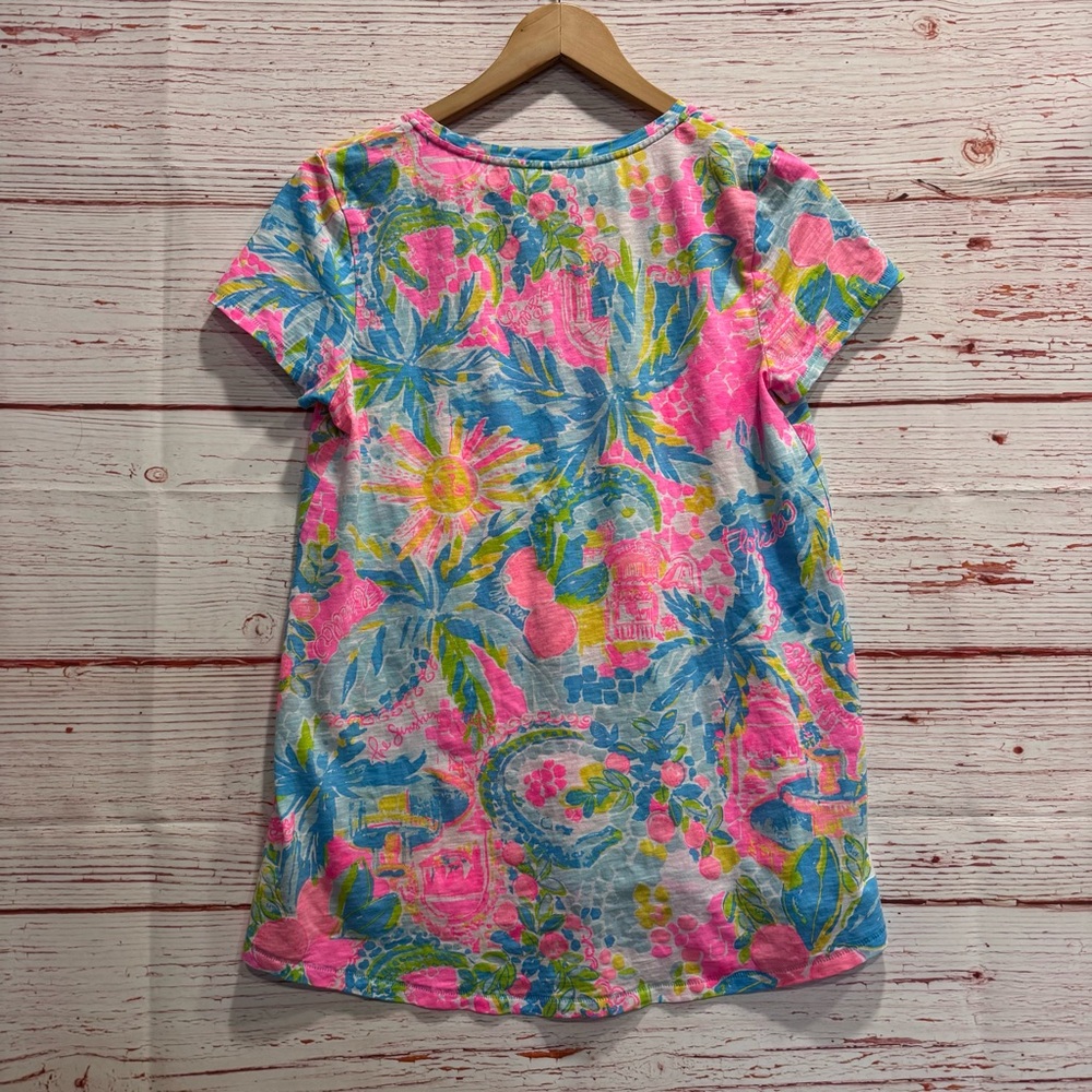 Lilly Pulitzer Etta V Neck Top in Multi Sunshine State Of Mind Sz S - Picture 11 of 12